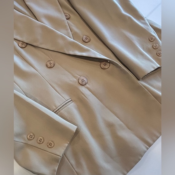 VINTAGE 90s Jacqueline Ferrar‎ Oversized Neutral Tan Women’s Blazer Misses Sz 16 - Picture 6 of 9